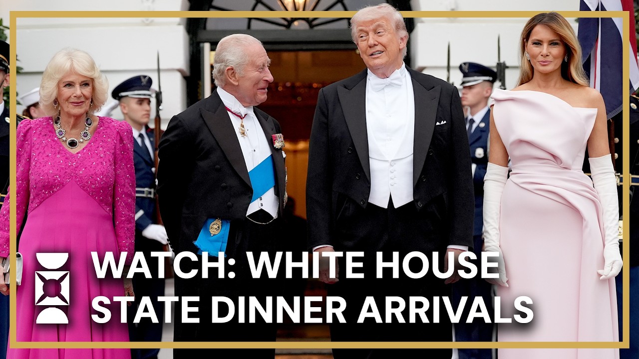 WATCH: King Charles and Queen Camilla Arrive for Lavish White House State Dinner