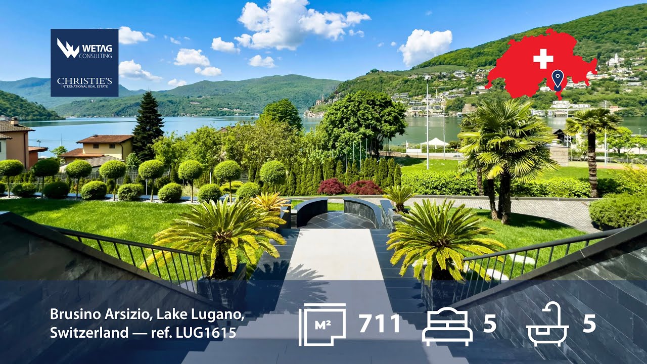 Exklusive Luxusvilla in der Schweiz mit privatem Strand & 4 Bootsliegeplätzen in Lugano zu verkaufen