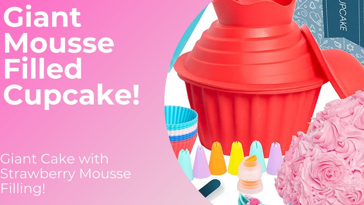 Strawberry Mousse Filled Giant Cupcake | Sugar Rush Baking