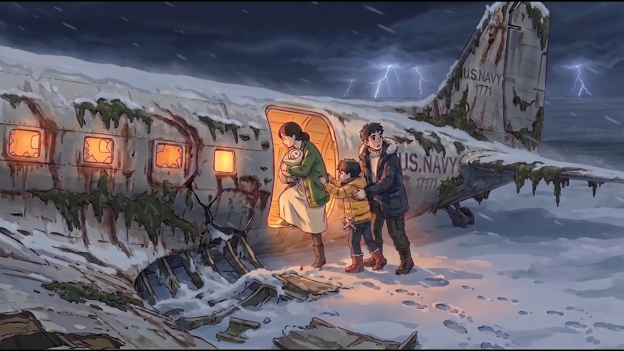 Heartwarming Family Shelter in Abandoned Aircraft Wreck on Iceland's Black Sand in Arctic Storm