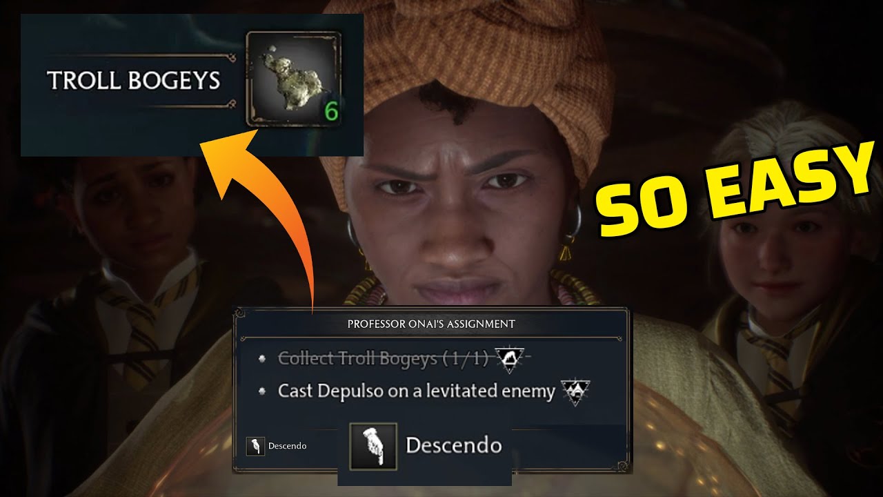 Professor Onai's Assignment (Collect Troll Bogeys | Cast Depulso Levitated Enemy) - Hogwarts Legacy