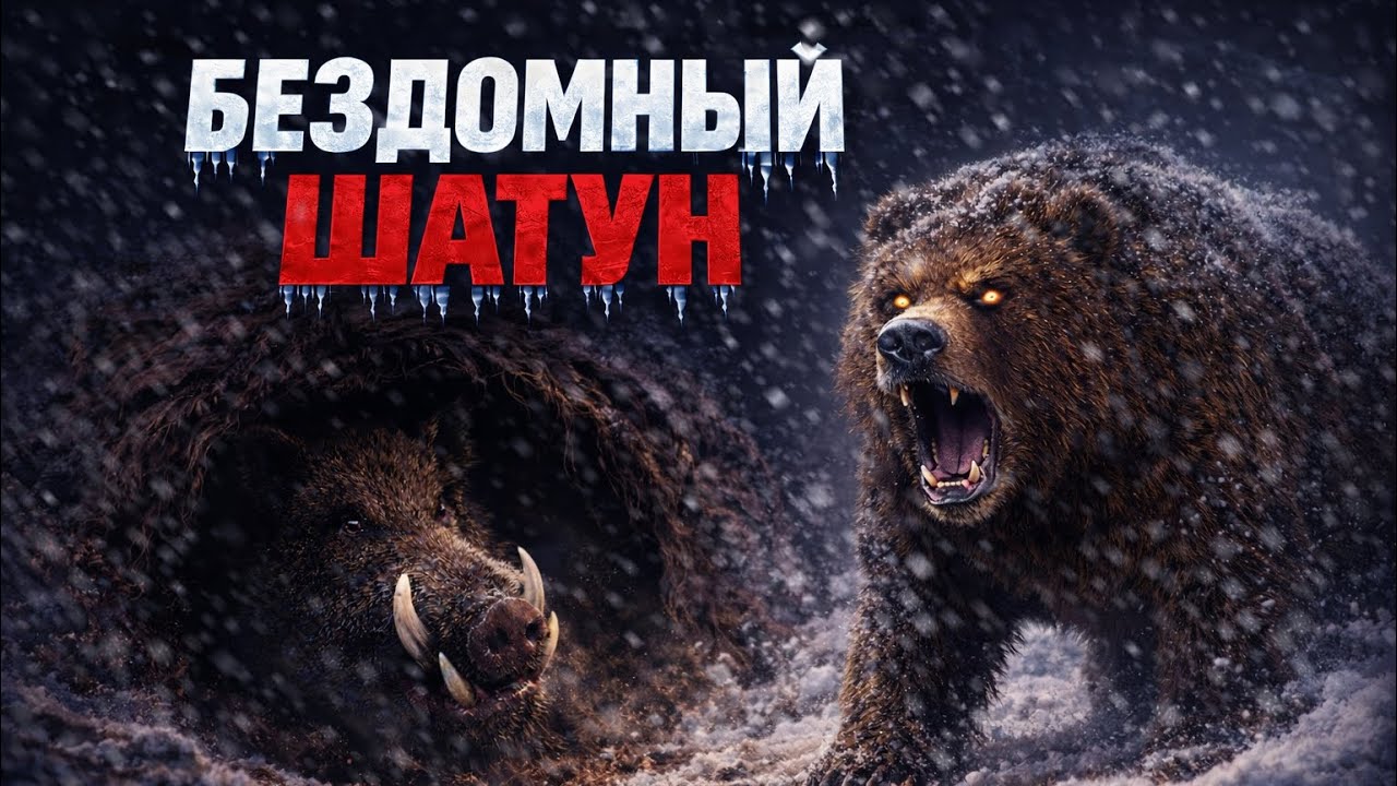 Кабан выгнал шатуна из берлоги?!