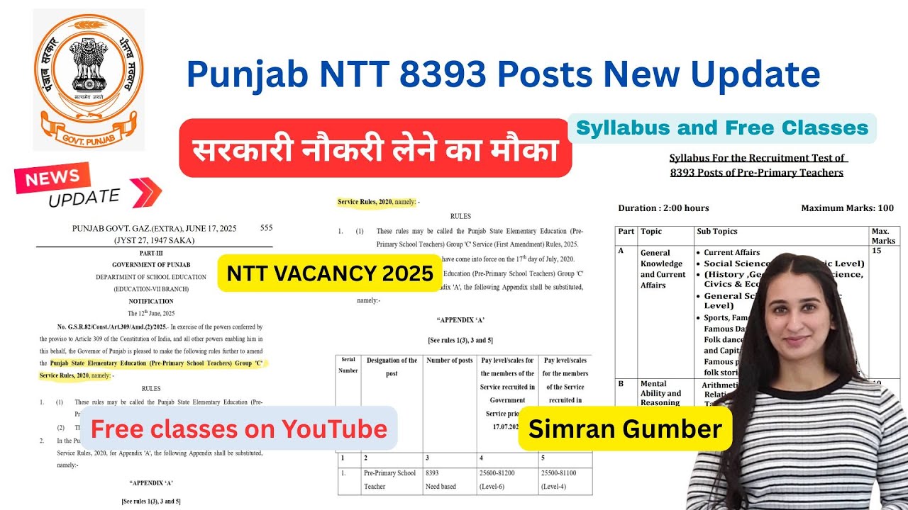 NTT 8393 Punjab Vacancy 2025 Simran Gumber Level Up Learning