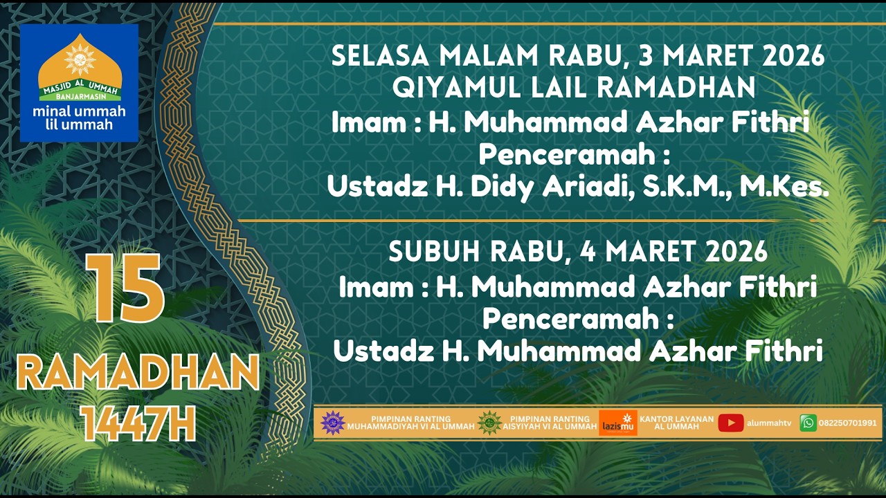 🔴LIVE | Kajian Subuh 15 Ramadhan 1447H | Ustadz H. Muhammad Azhar Fithri |