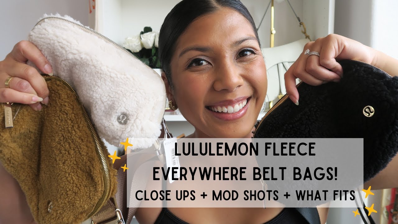 LULULEMON FLEECE EVERYWHERE BELT BAGS IN BLACK, IVORY, & BURNT CARAMEL! mod shots + what fits inside
