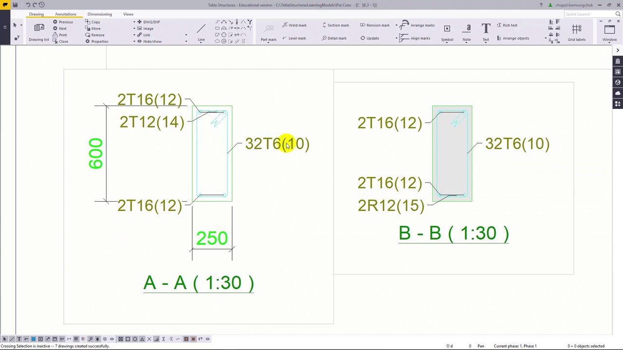 Tekla Structure การสร้าง Drawing Report