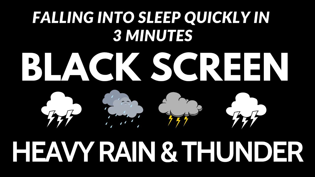 Best Heavy Rain Sound For Sleep And Relax - Falling Into Sleep Quickly in 3 Minutes | DARK SCREEN