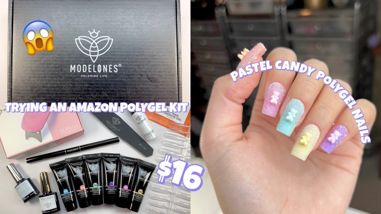 TRYING A HUGE $16 MODLEONES POLYGEL NAIL KIT FROM AMAZON | POLYGEL NAIL TUTORIAL USING DUAL FORMS