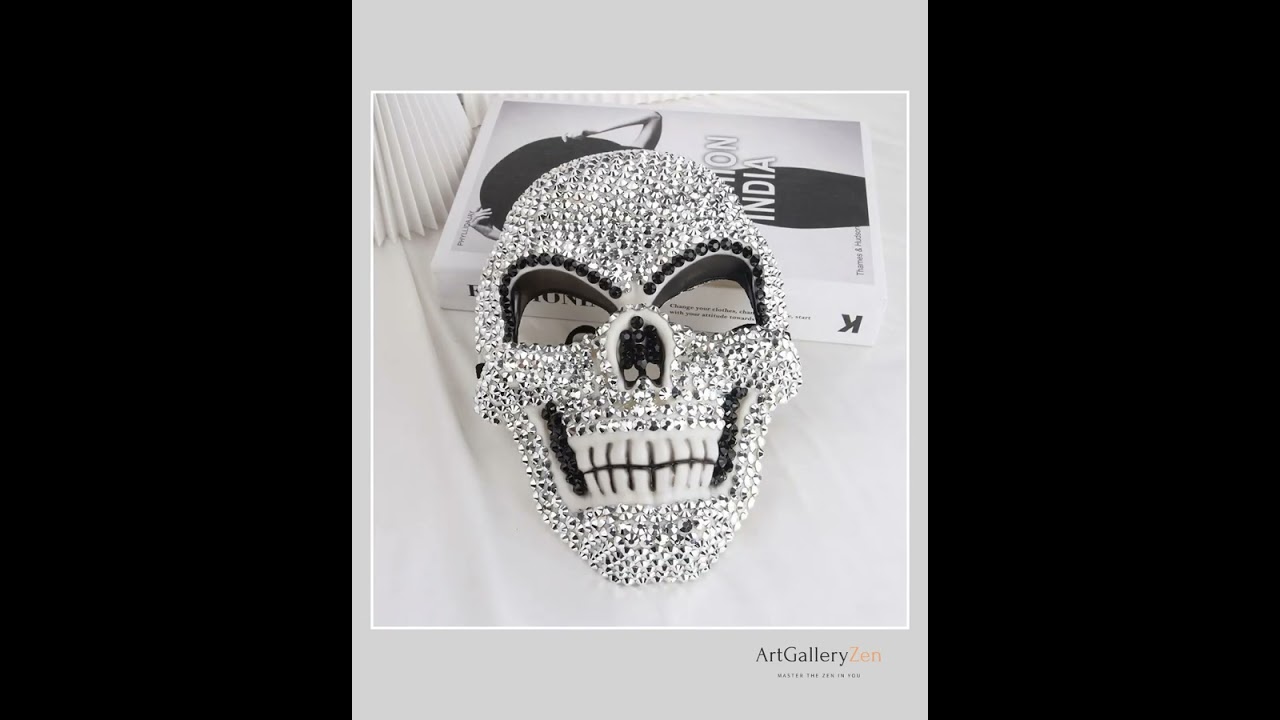Halloween Glitter Rhinestone Skull Mask