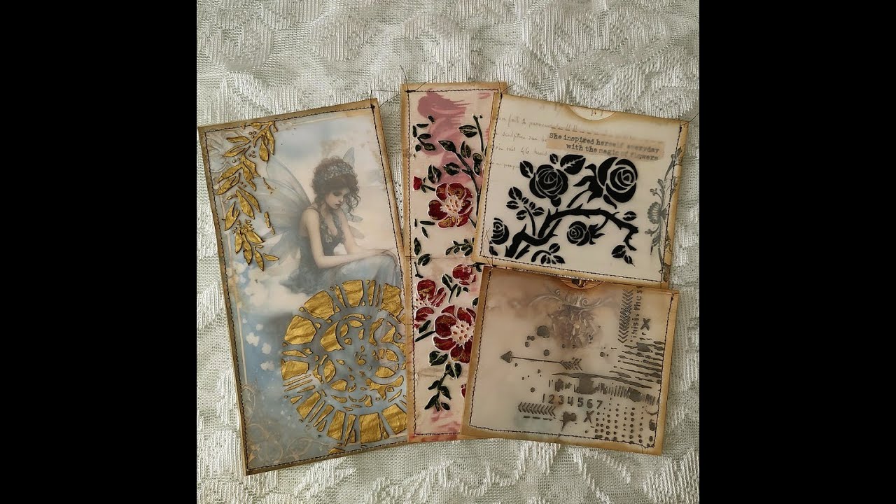 Embossed Vellum Overlay Pockets & Belly Bands – Hand Painting & Texture Paste