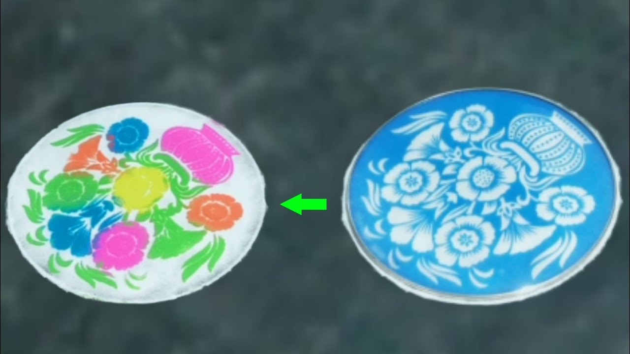 7 minutes rangoli design with stencil | Festival rangoli for beginners | Diwali special New rangoli