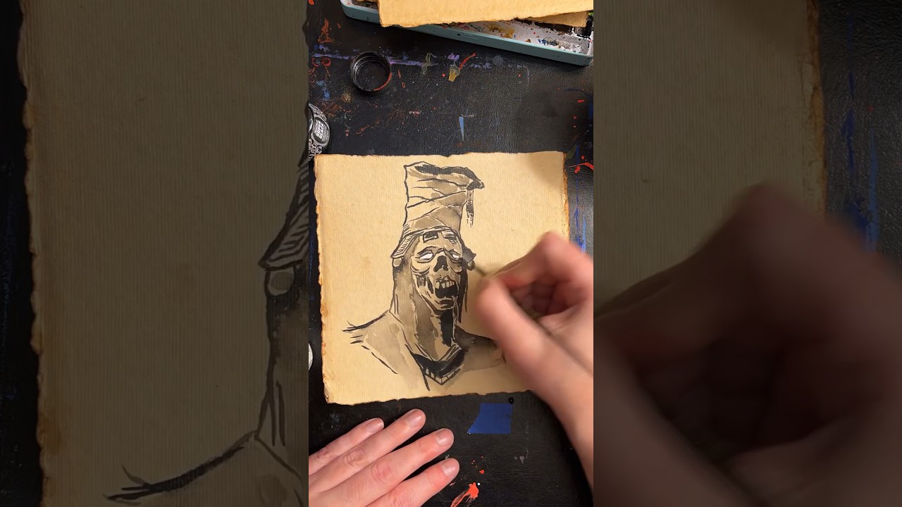 Mummy Portrait: An Ink Drawing Timelapse (Lord of the Lost Soundtrack)
