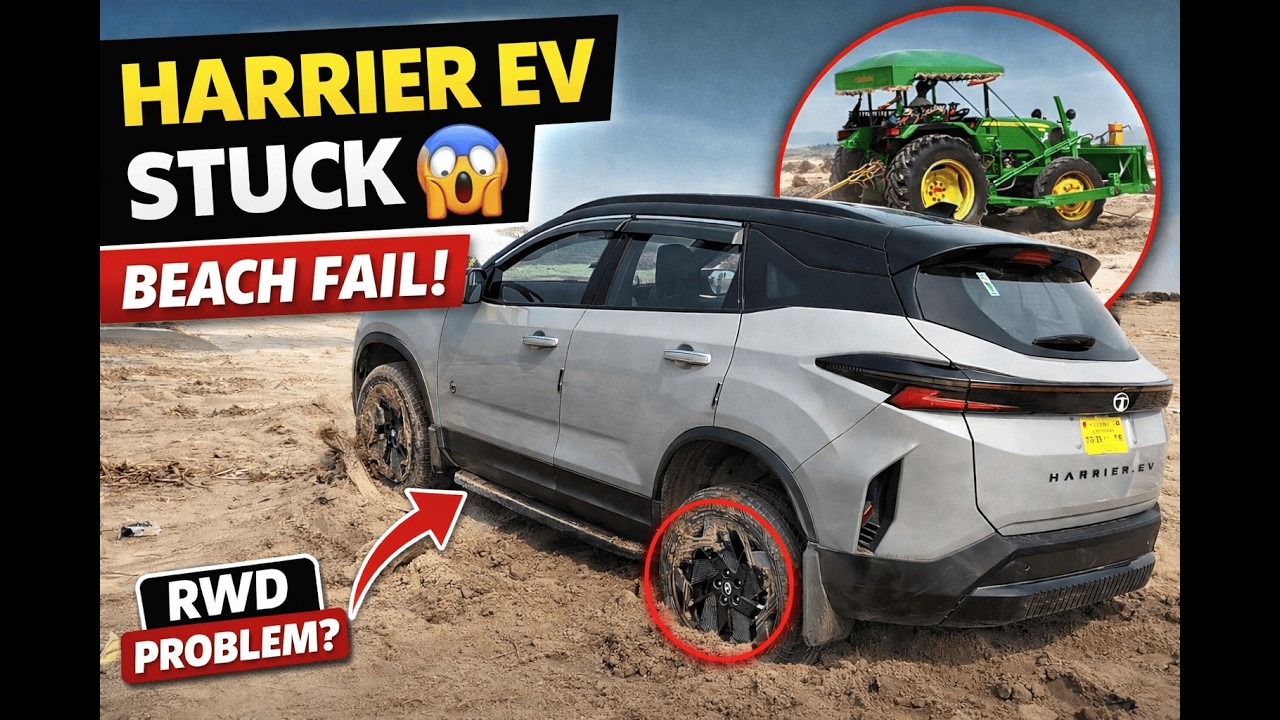 Tata Harrier EV Stuck in Beach 😱 | RWD Disaster at Bhimavaram!