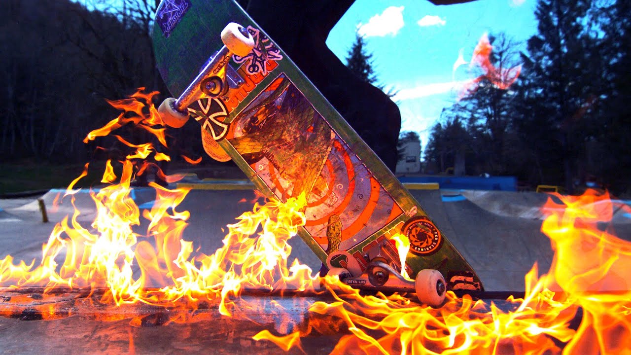 Skateboarding on FIRE in the RAIN (BURN 2)