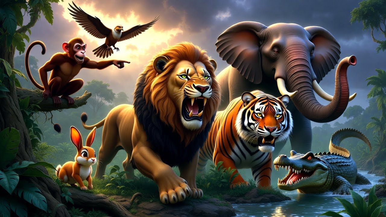 🐘🦁🐯🐒🐰🦜🐊🌳 जंगल की शपथ: खूंखार आक्रमणकारी 🌳