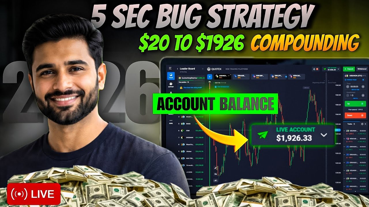 $20 To $1926 Compounding Challenge | Quotex 5 Sec Strategy 2026