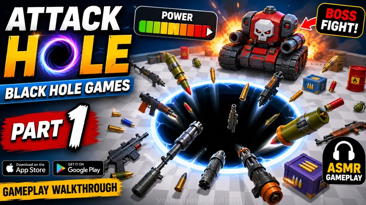 Attack Hole - Black Hole Games - Gameplay Walkthrough Part 1 Tutorial ASMR Game (iOS, Android)