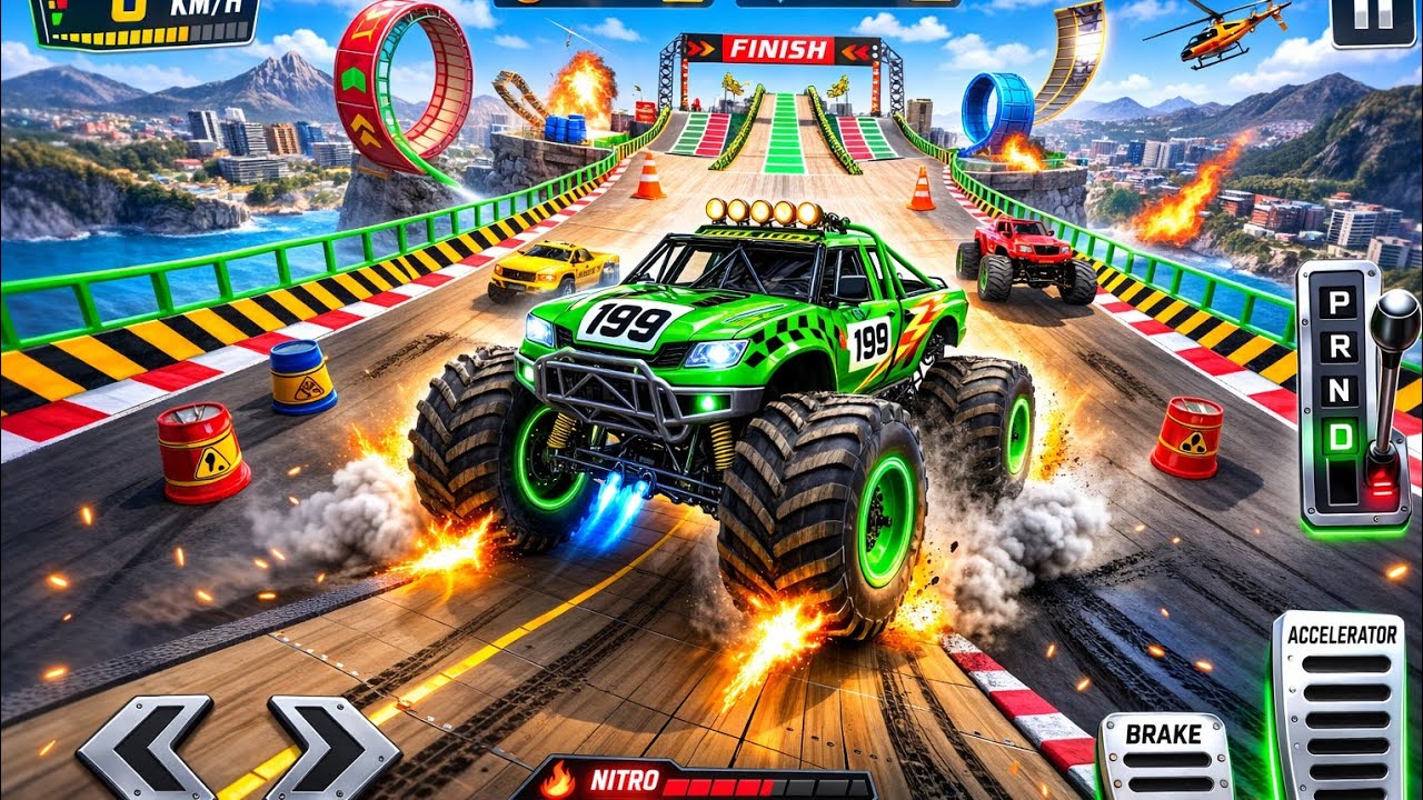 Impossible Mega Car Stunts 😱 Monster Truck Extreme Race | Crazy Ramp Challenge.#foryou 