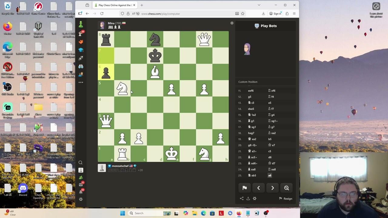 #10 Playing Chess 960 Against the bots!! Next opponent is Mina!!