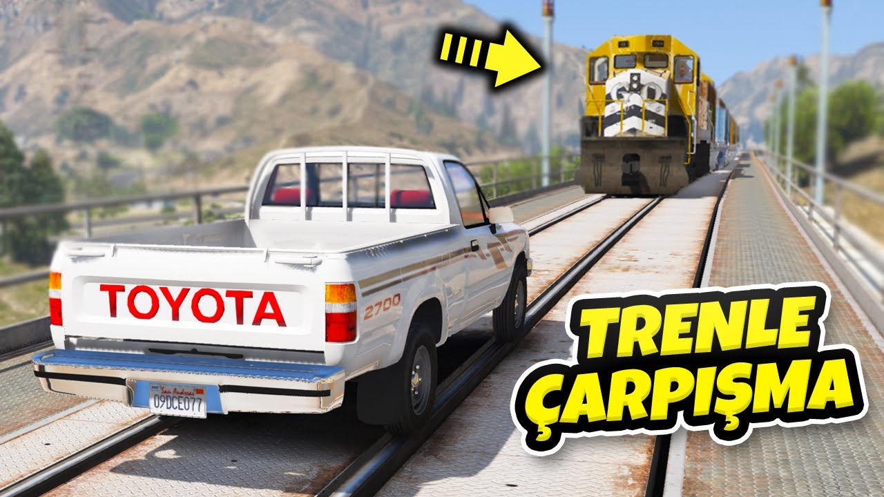 Ucuz Pikap Arabalar Trenle Çarpışıyor - GTA 5