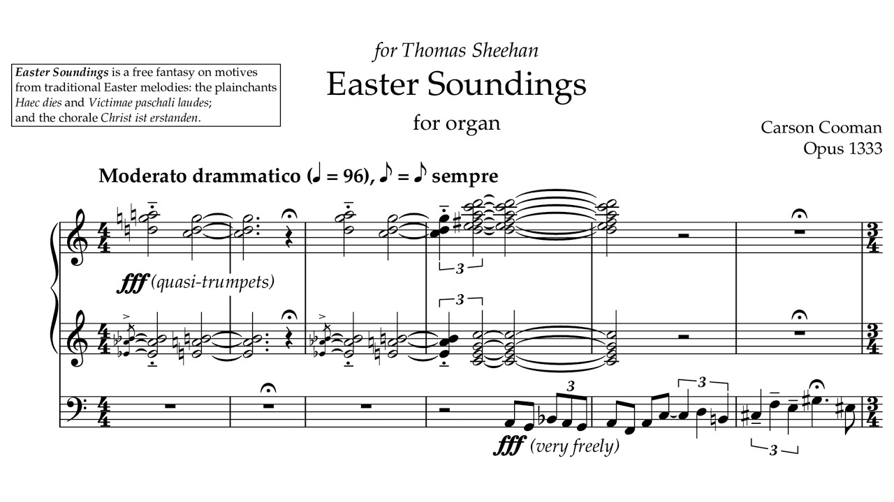 Carson Cooman — Easter Soundings (2019) for organ [Score-Video]