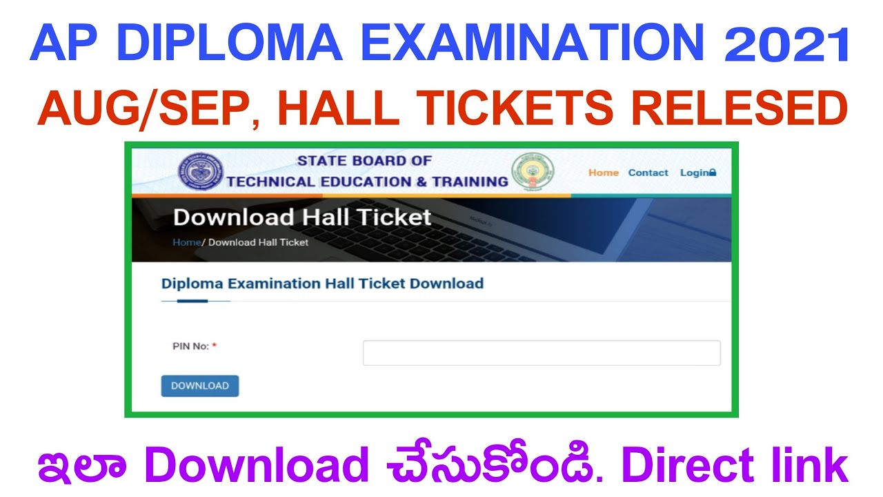 AP DIPLOMA EXAMINATION 2021, AUGUST/SEPT, HALL TICKETS RELESED, DOWNLOAD THE HALL TICKETS