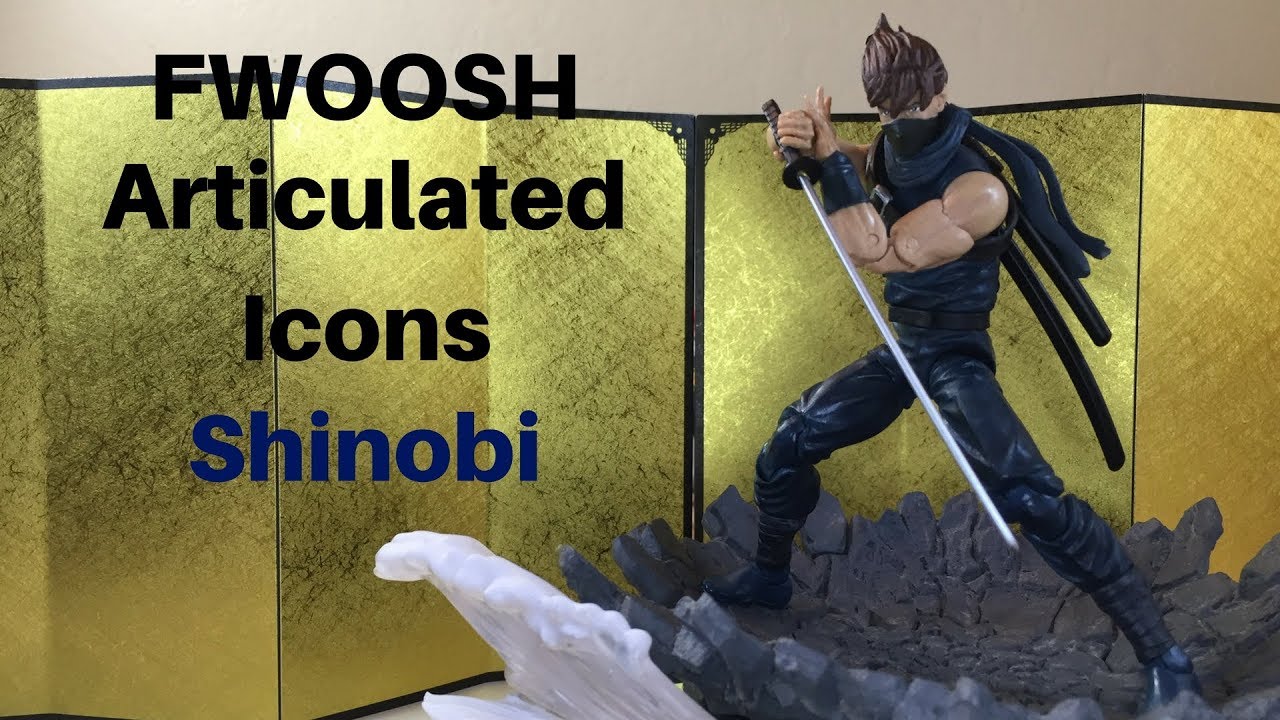 Fwoosh Articulated icons Shinobi one of many Blue ninja Action Figure review and Unboxing