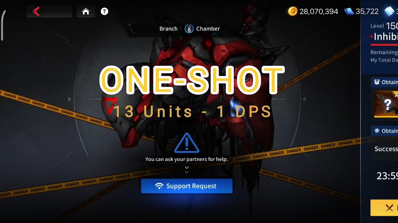 One shot level 150 Inhibitor with only 13 units and 1 DPS - Counter:Side