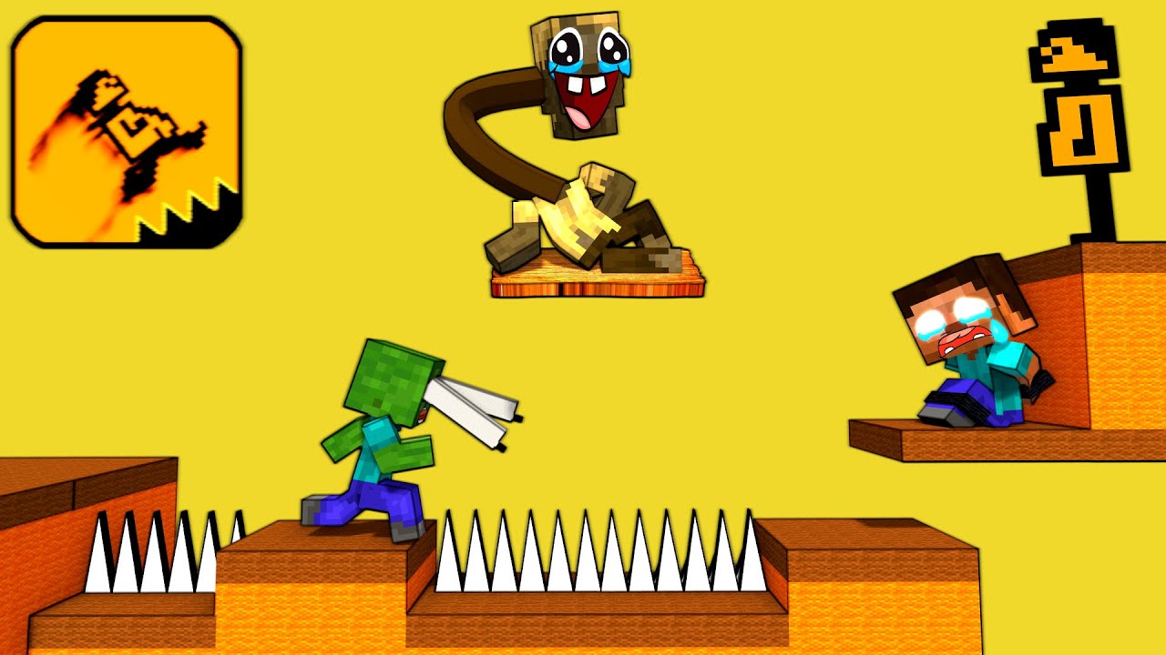 Herobrine & Monsters: THREE LEVELS AGAIN CHALLENGE - Minecraft Animation
