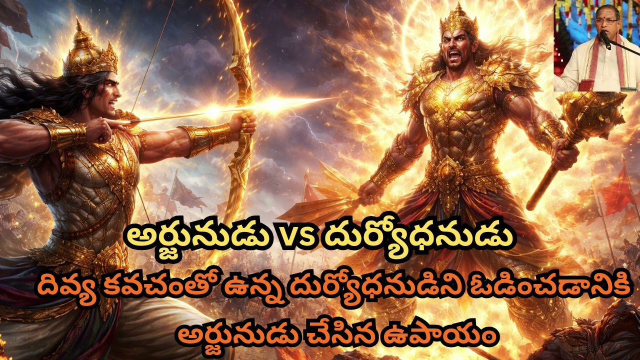 అర్జునుడు vs దుర్యోధనుడు | దివ్య కవచంతో ఉన్న దుర్యోధనుడిని ఓడించడానికి అర్జునుడు చేసిన ఉపాయం