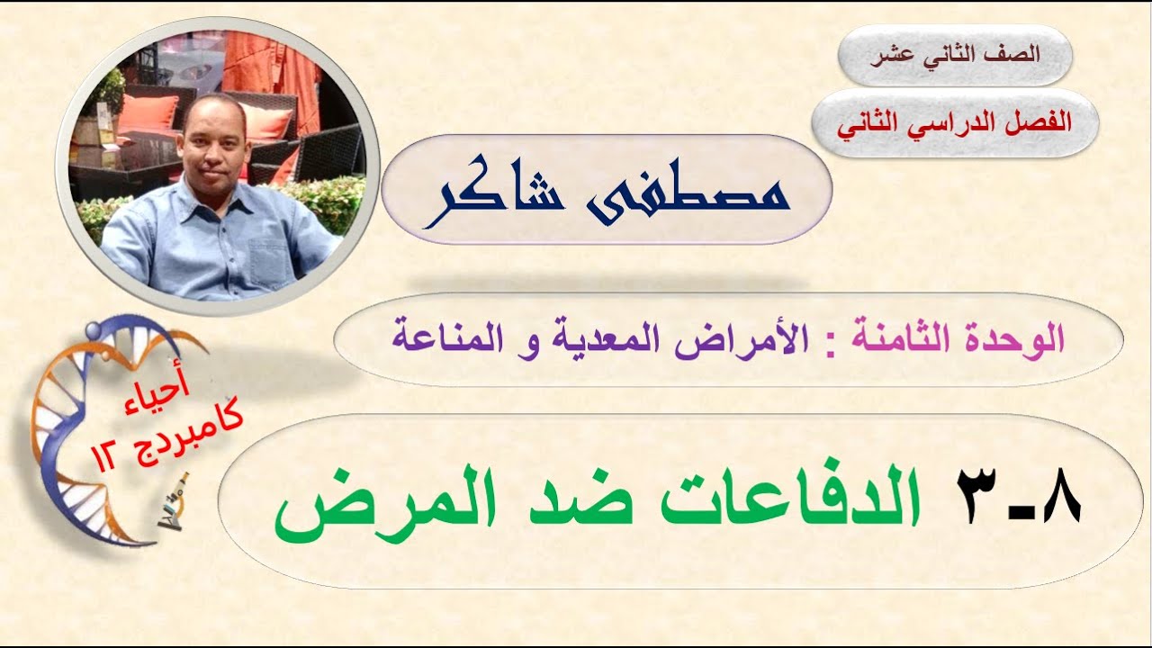الدفاعات ضد المرض (الوحدة الثامنة) احياء الصف الثاني عشر كامبردج الفصل الدراسي الثاني