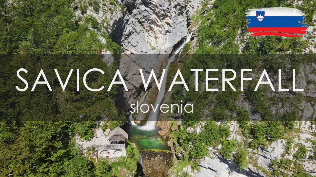 Savica Waterfall (Slovenia) from drone 4K
