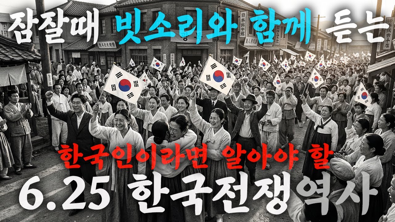 🌙 빗소리와 함께 듣는 한국전쟁 역사이야기  6.25전쟁부터 휴전까지 #불면증 #잘때듣는이야기 #잠이안올때 #잠들기전에 #잠안올때 #역사이야기