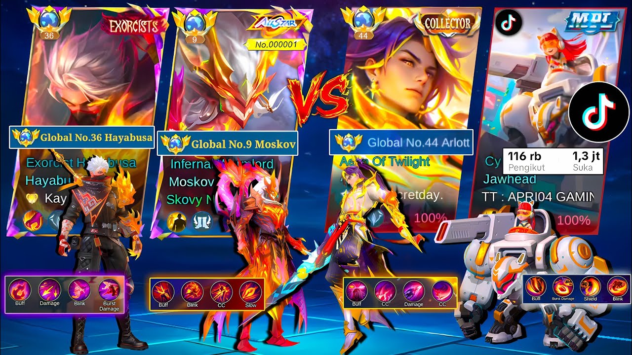 Wah Gila !! Duo Top Global Nabrak TikToker & Global Hero! Pertaruhan MMR, Match Panas !!☠️ ~ MLBB