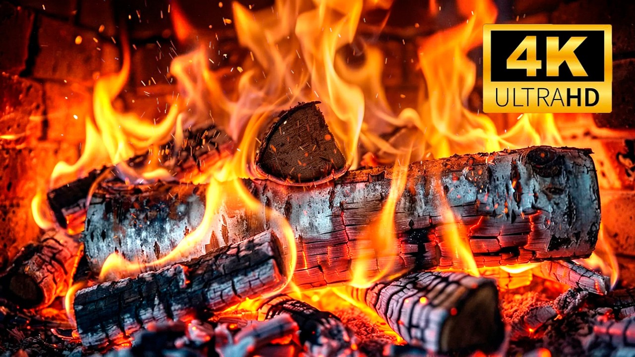 🔥 Уютные звуки камина — тепло горящих поленьев для учебы и спокойствия