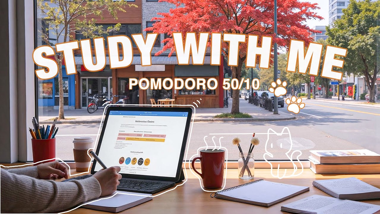 3-HOUR STUDY WITH ME 🍁 Golden Late Autumn | Piano Relaxing Music 🎹 50/10 Pomodoro | Deep Focus