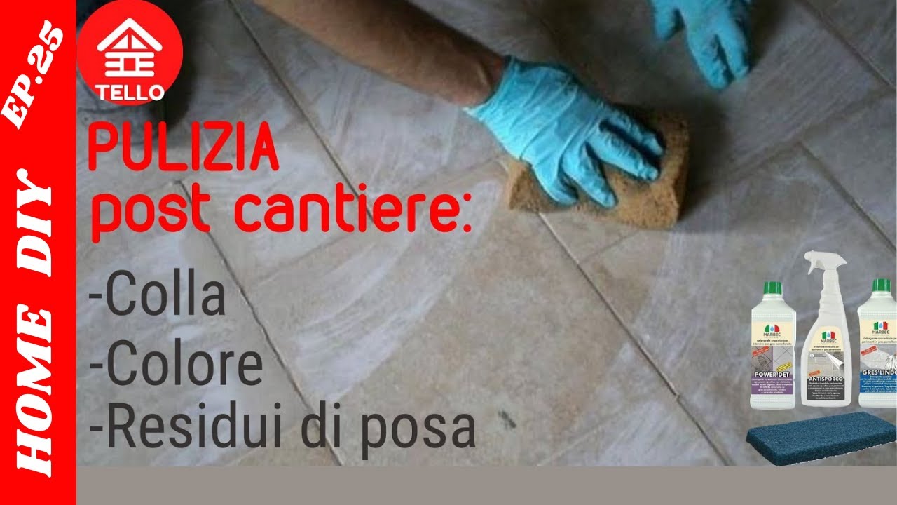 Pulire piastrelle da colla colore e malta.