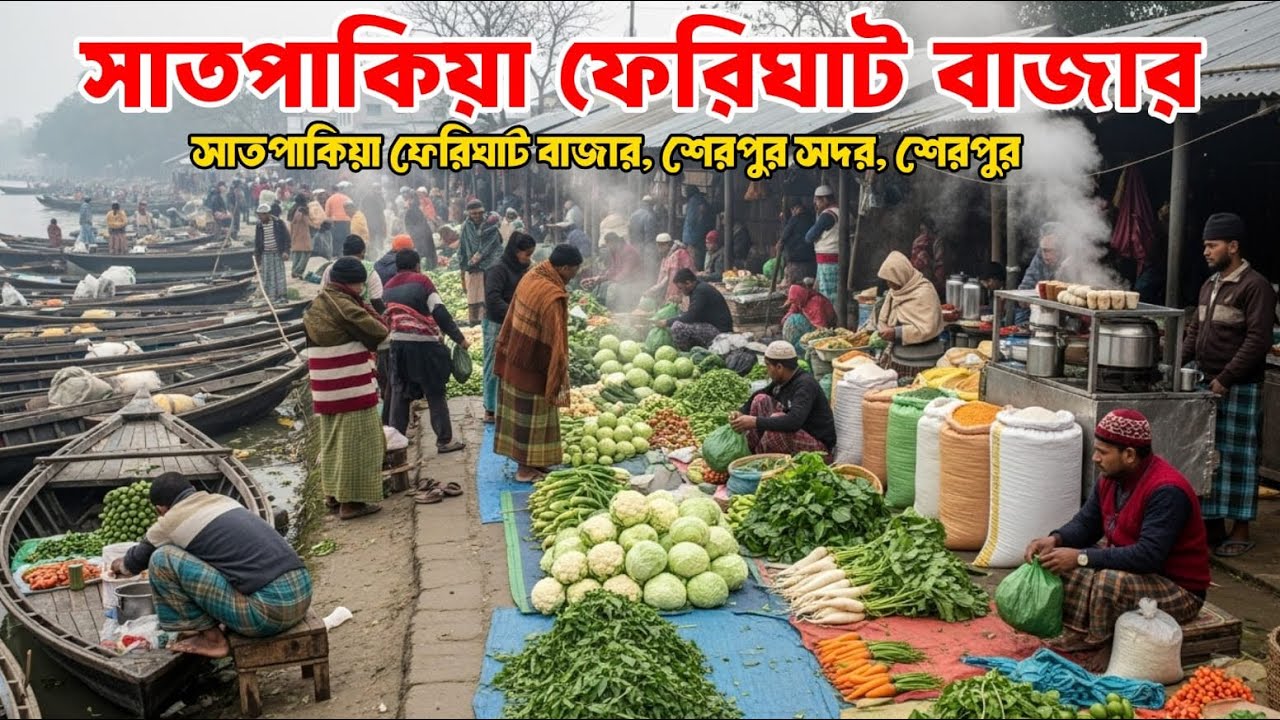 শেরপুর সদর উপজেলার সতপকিয়া কাঁচা সবজির পাইকারি বাজার