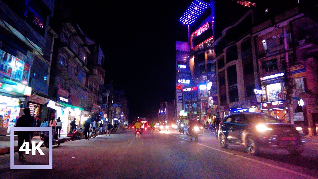 Kathmandu Night Drive to Boudhanath Stupa - ASMR | Nepal 4K | Binaural City Sounds for Sleep & Study