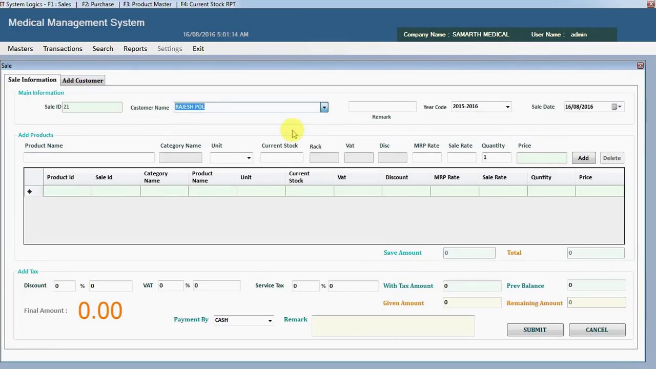 Medical Store Management System