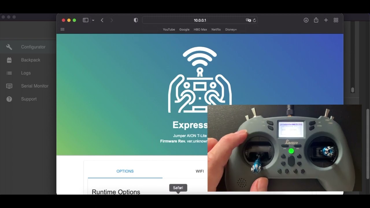 T-lite ELRS firmware flashing