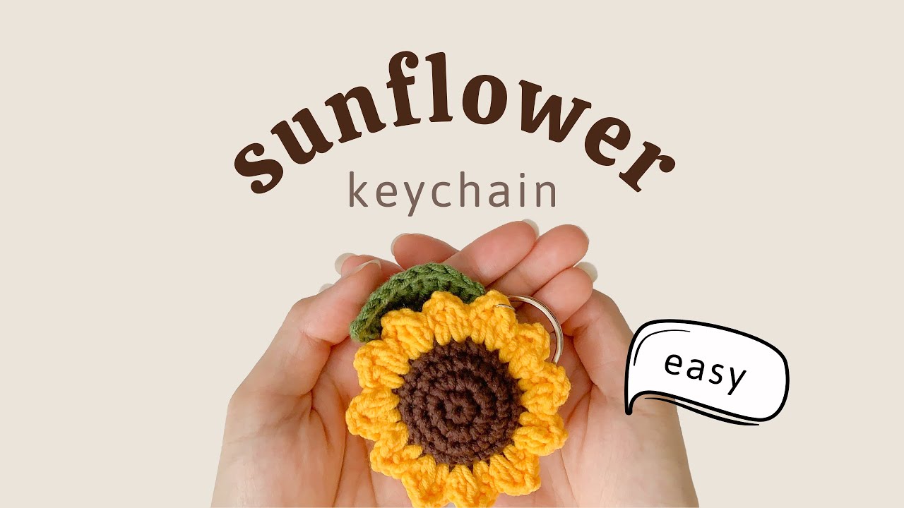 [ENG SUB] How to crochet sunflower keychain |Móc khoá hoa hướng dương siêu dễ | Tığ işi ayçiçeği