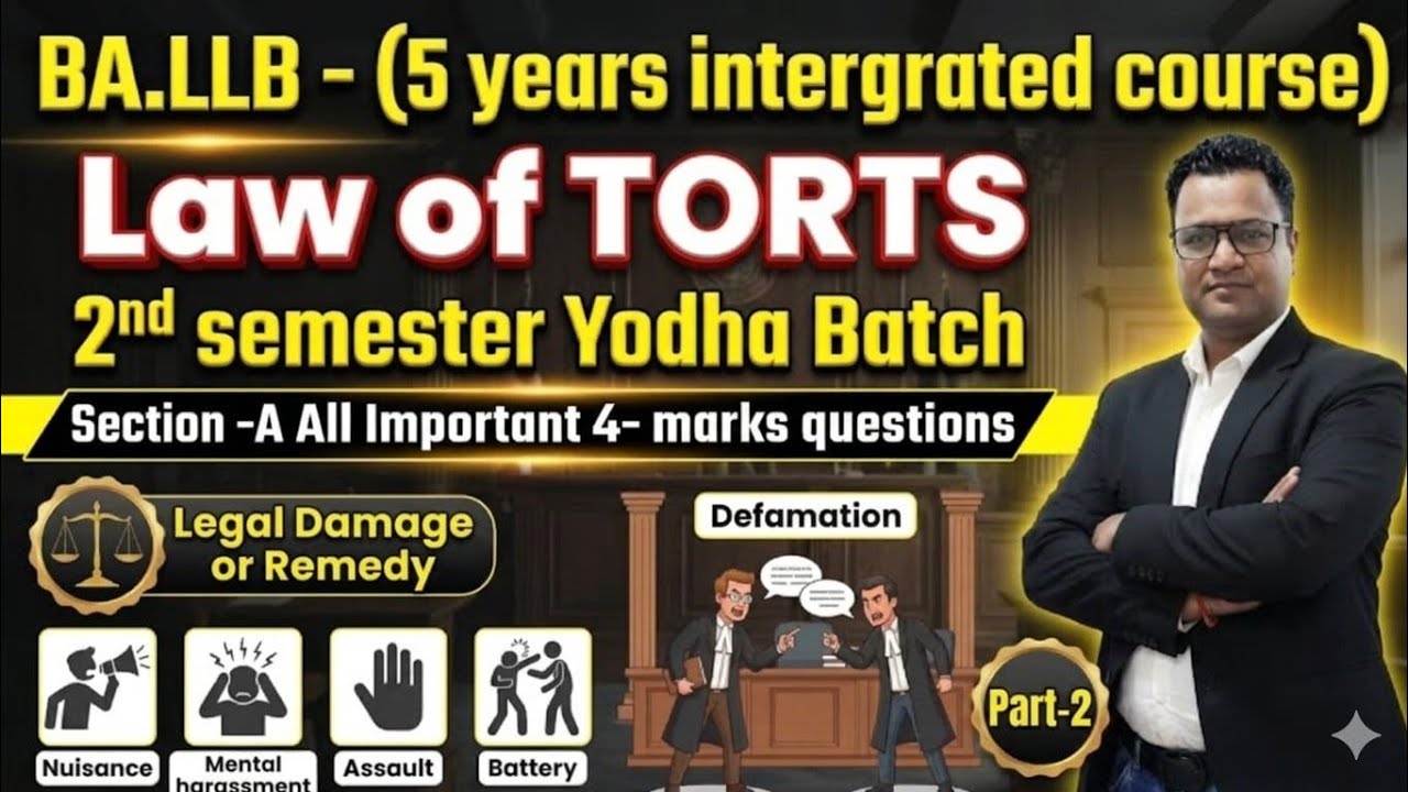 B.A.LL.b|LAW OF TORT |2nd Semester| SECTION-A|#law #ballb #llb_entrance_exam #gurujiclasses