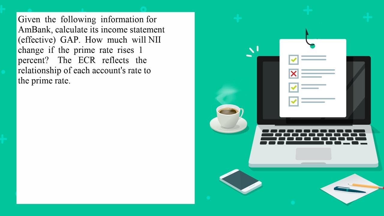 Given the following information for AmBank calculate its income statement effective GAP How much ...