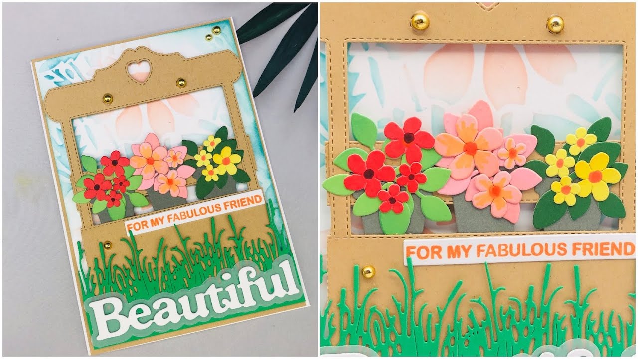 Flower Cart Card Tutorial PART 2 - Alinacutle® #AlinaCraft #DIYcardtutorial