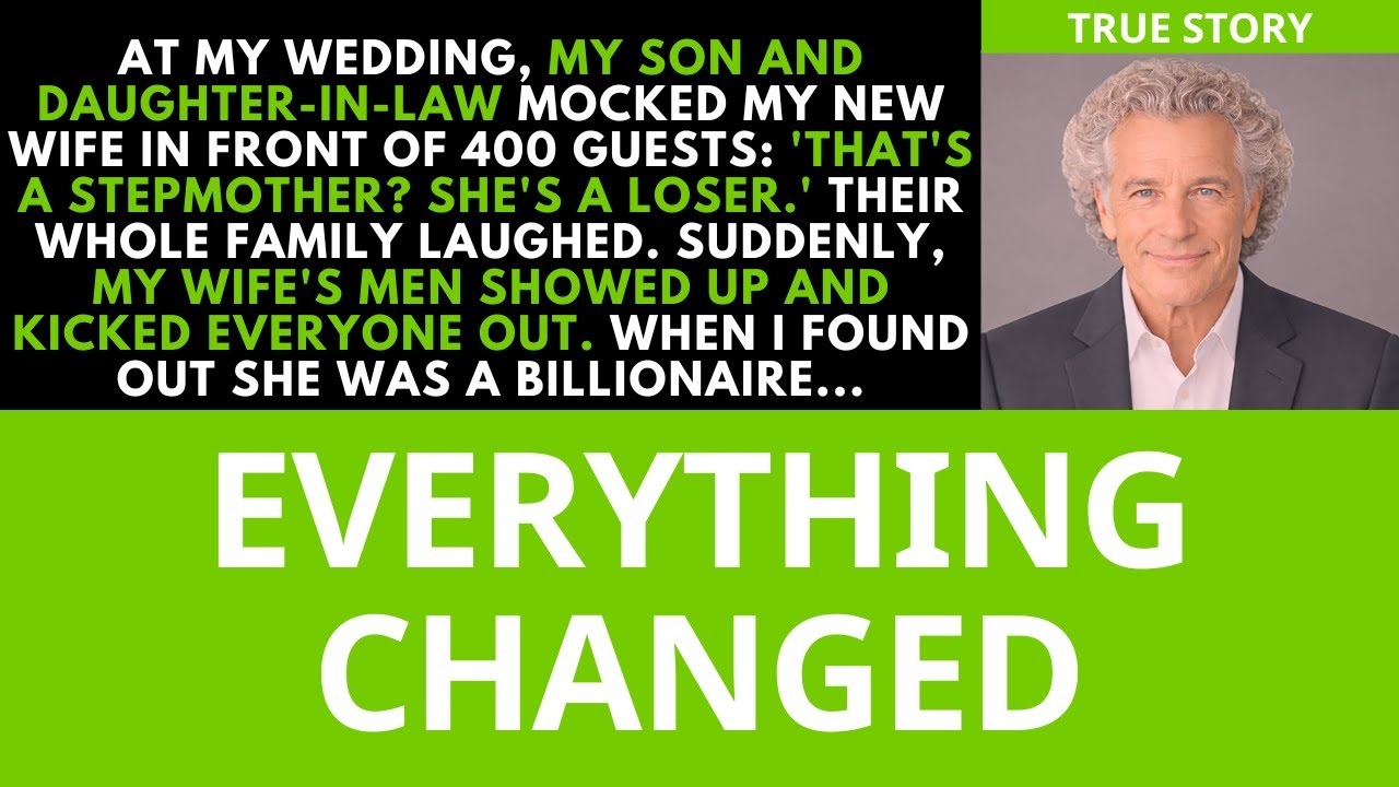 My son and his wife mocked my new wife at my wedding. When the old woman was revealed...