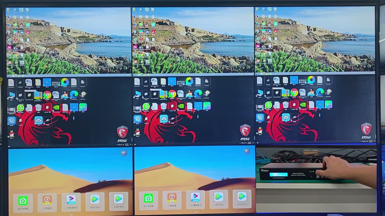 yinker 4k hdmi matrix 8*8 Live machine operation demonstration