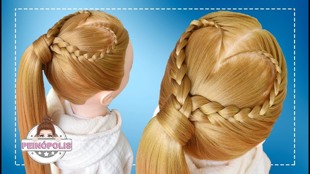 PEINADOS de CORAZÓN - COLETAS con TRENZAS para NIÑAS FACILES y RAPIDOS