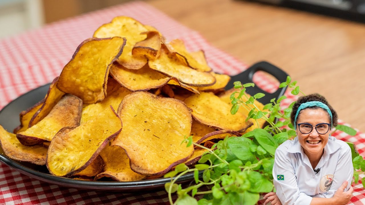 UM SNACK CROCANTE E SAUDÁVEL: CHIPS DE BATATA DOCE NA AIRFRYER