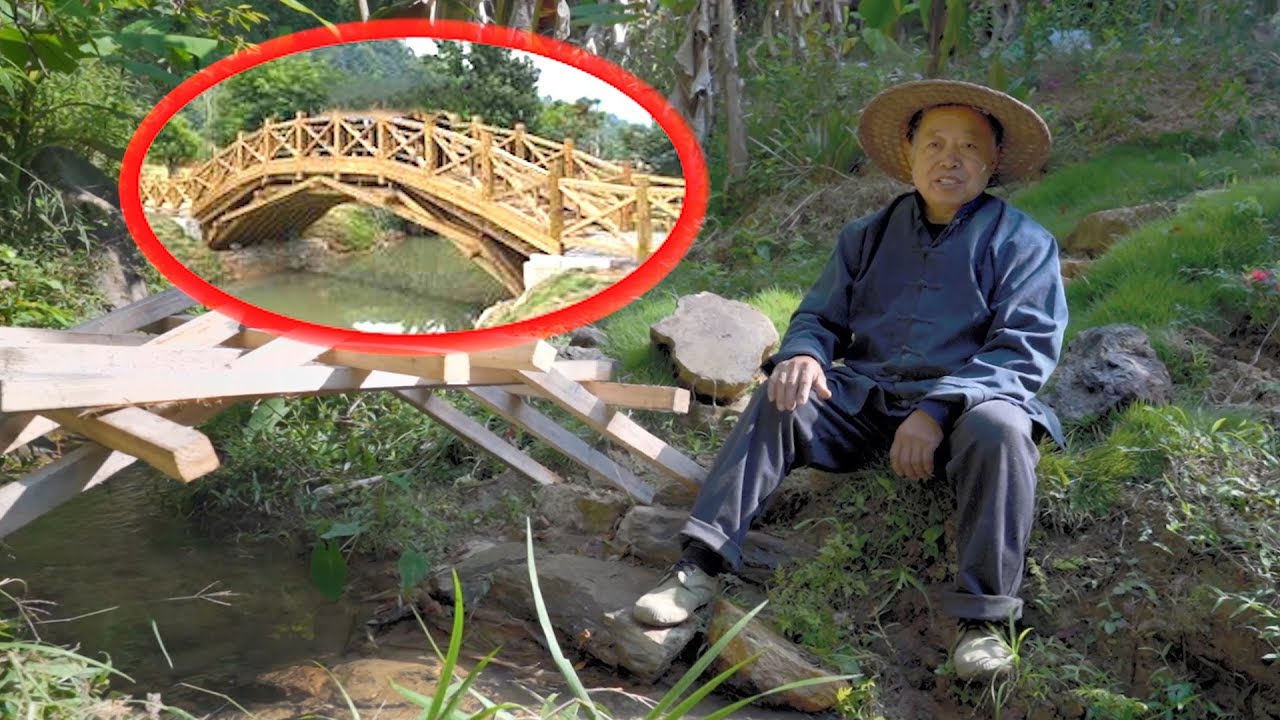 农村爷爷展示古建筑木桥的搭建原理，看完之后，原来如此